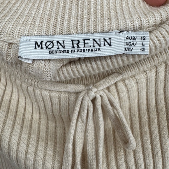 Mon Renn Beige Ribbed Knit Pants size Large - Picture 4 of 5